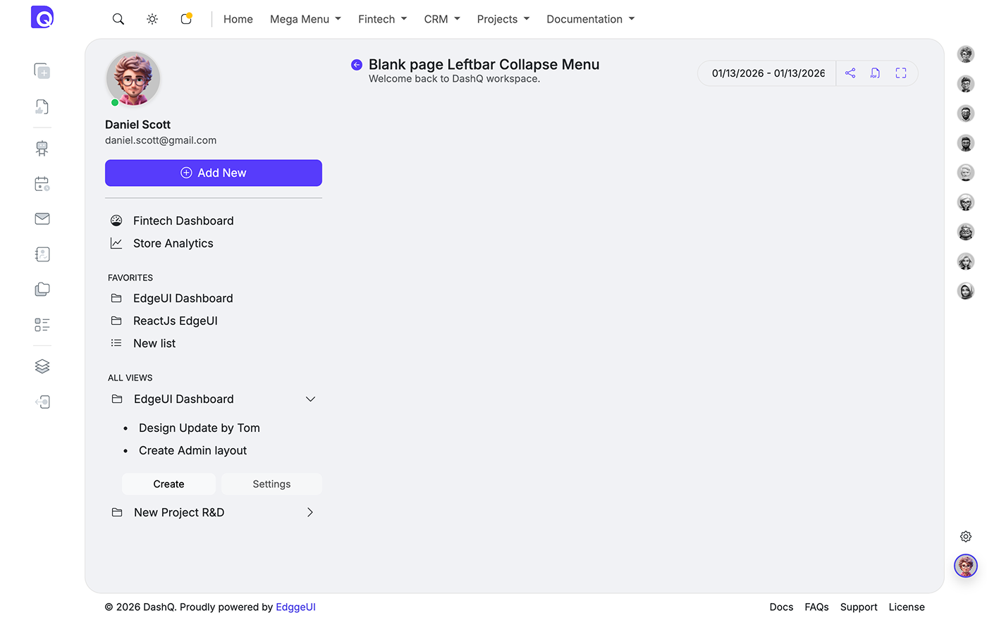 blank page body leftbar collapse