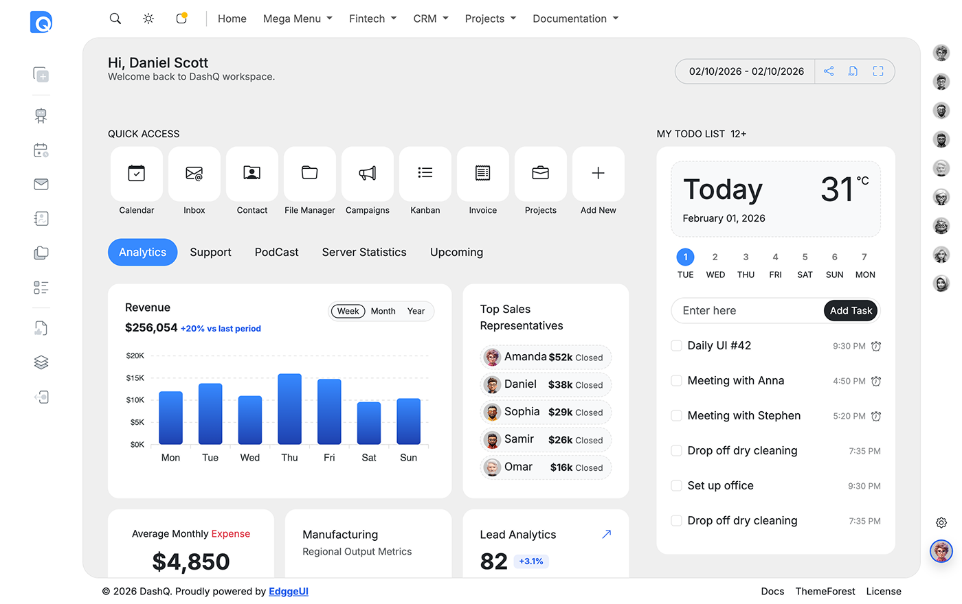 DashQ Template layout version 1